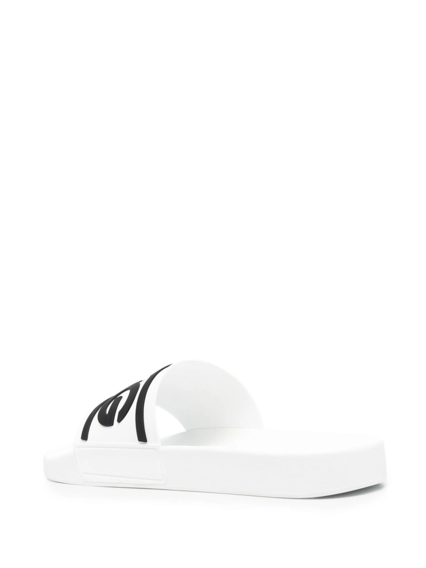 Dolce & Gabbana Beachwear Sliders Dg Logo White Black