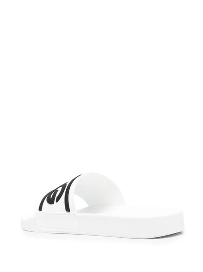 Dolce & Gabbana Beachwear Sliders Dg Logo White Black