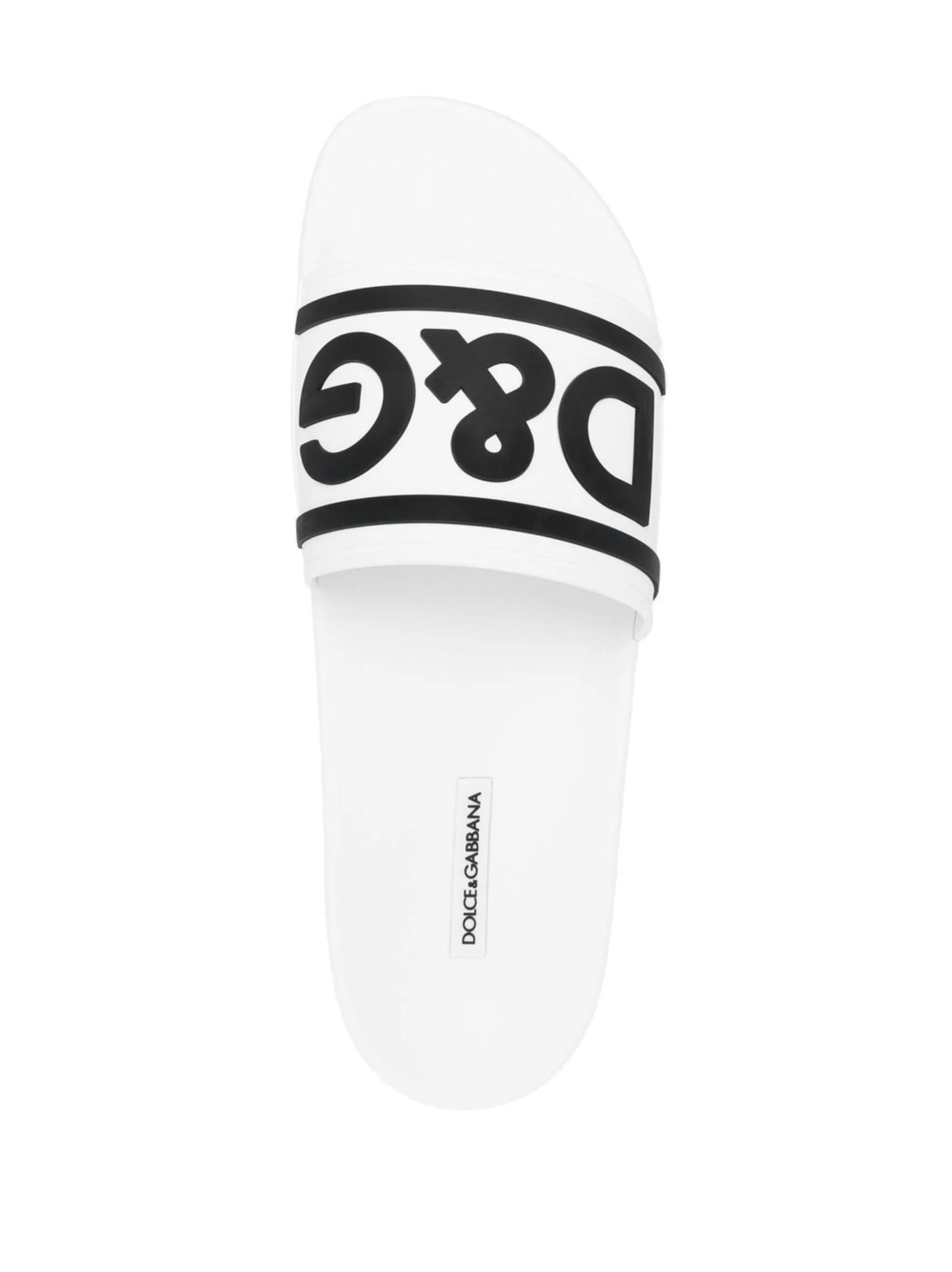 Dolce & Gabbana Beachwear Sliders Dg Logo White Black