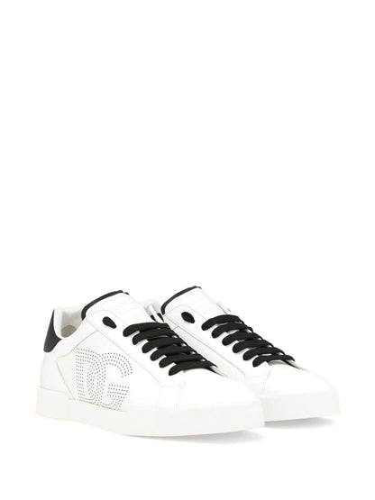 Dolce & Gabbana Portofino Leather Low White Dg Dots Logo
