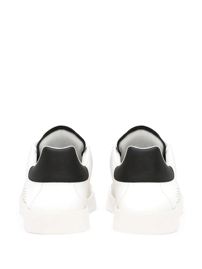 Dolce & Gabbana Portofino Leather Low White Dg Dots Logo