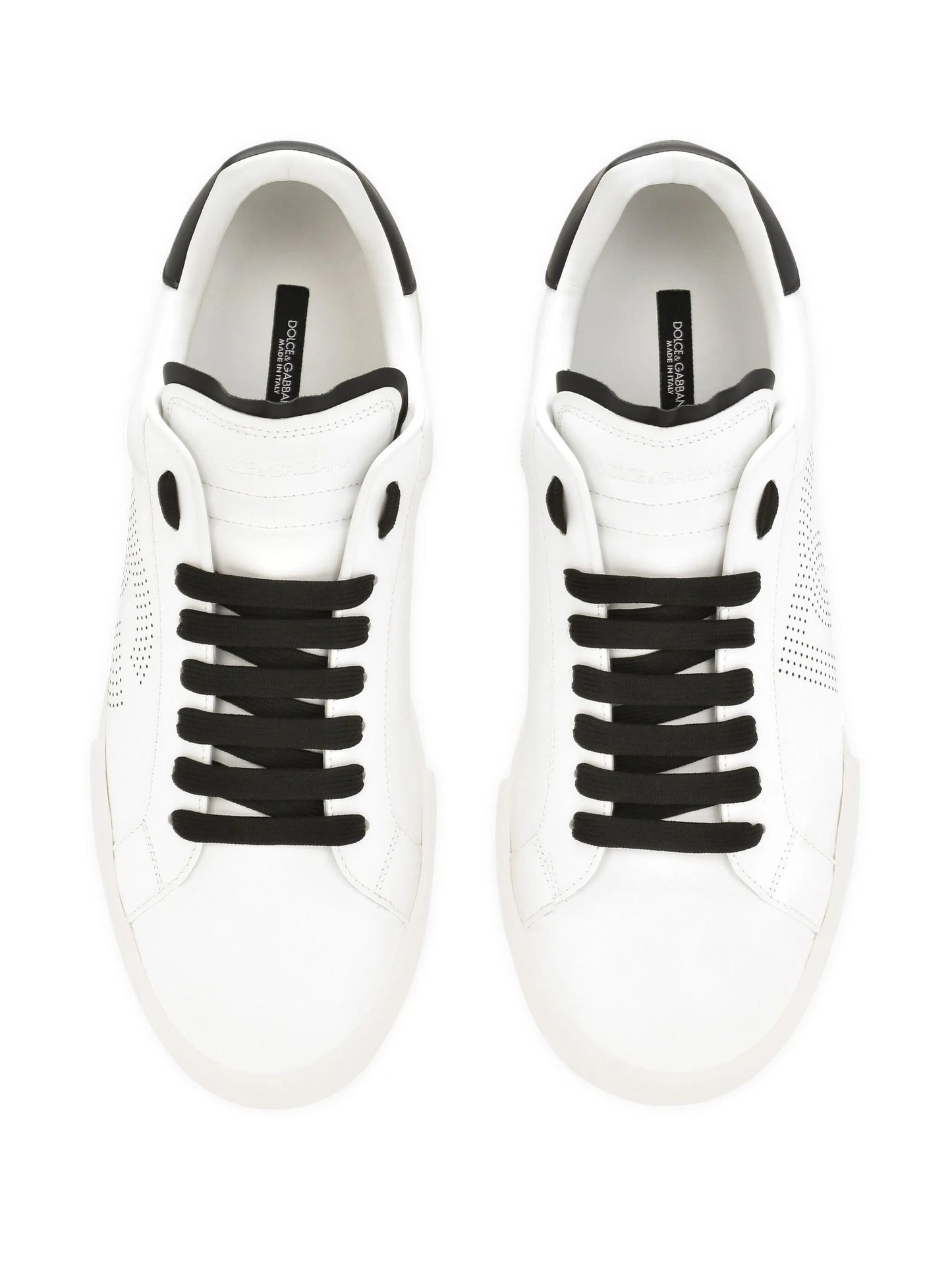 Dolce & Gabbana Portofino Leather Low White Dg Dots Logo
