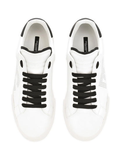 Dolce & Gabbana Portofino Leather Low White Dg Dots Logo