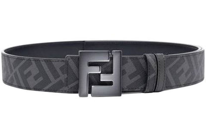 Fendi FF Logo Fabric And Leather Reversible Belt