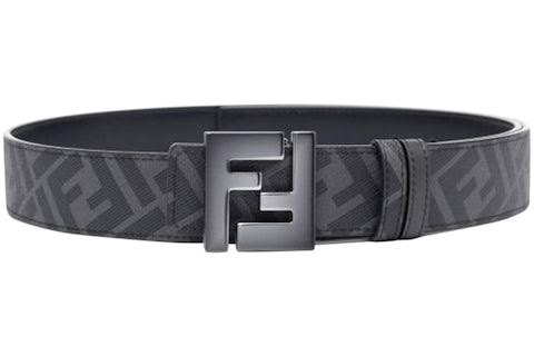 Fendi FF Logo Fabric And Leather Reversible Belt