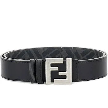 Fendi FF Logo Fabric And Leather Reversible Belt