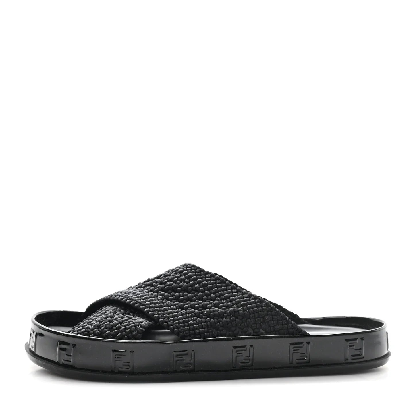 Fendi FF Reflection Crisscross Slides Black