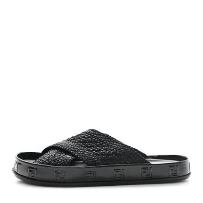 Fendi FF Reflection Crisscross Slides Black
