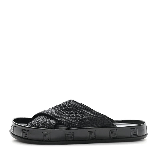 Fendi FF Reflection Crisscross Slides Black