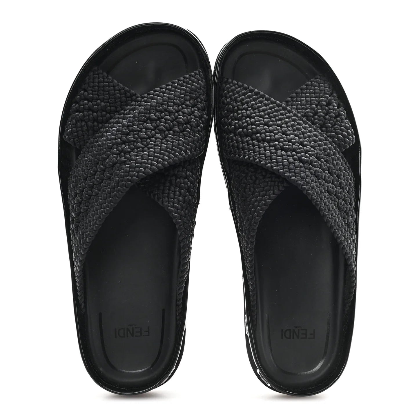 Fendi FF Reflection Crisscross Slides Black