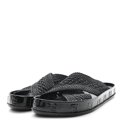 Fendi FF Reflection Crisscross Slides Black