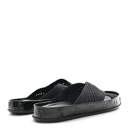 Fendi FF Reflection Crisscross Slides Black