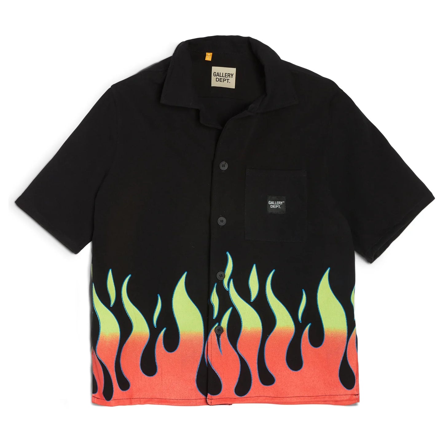 Galley Dept Button Up Parker Flames Shirt Black