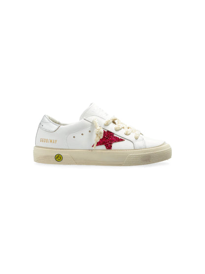 Golden Goose Glitter Star White Red Leather Upper