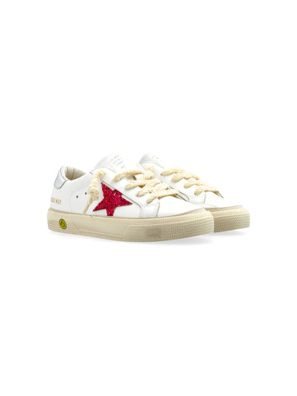 Golden Goose Glitter Star White Red Leather Upper