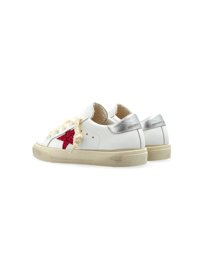 Golden Goose Glitter Star White Red Leather Upper