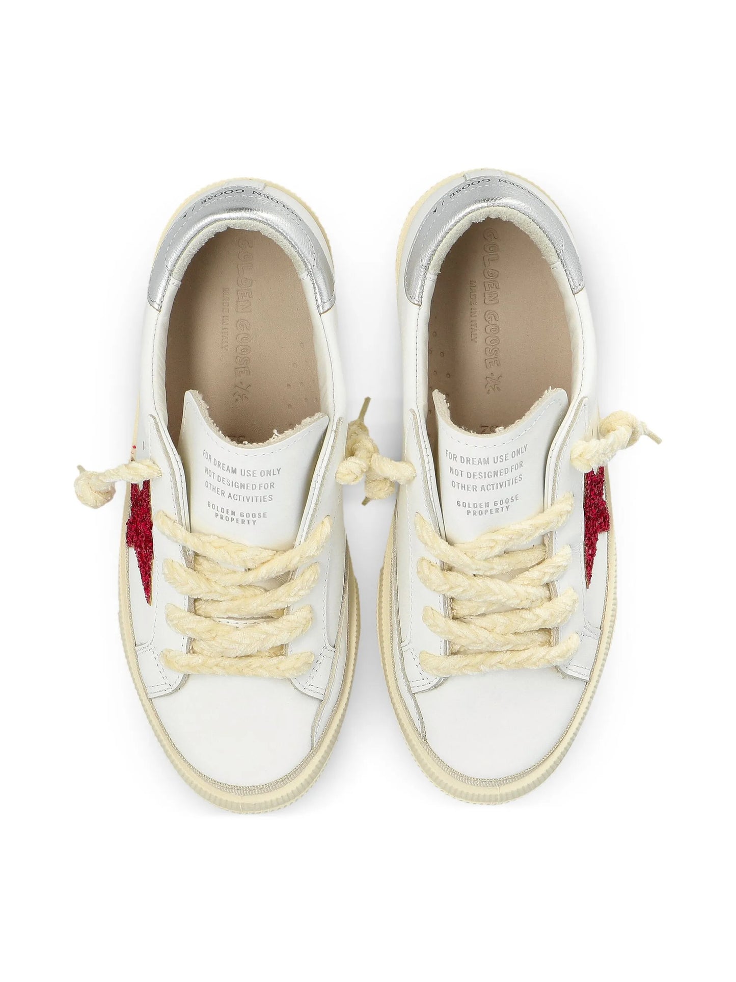 Golden Goose Glitter Star White Red Leather Upper