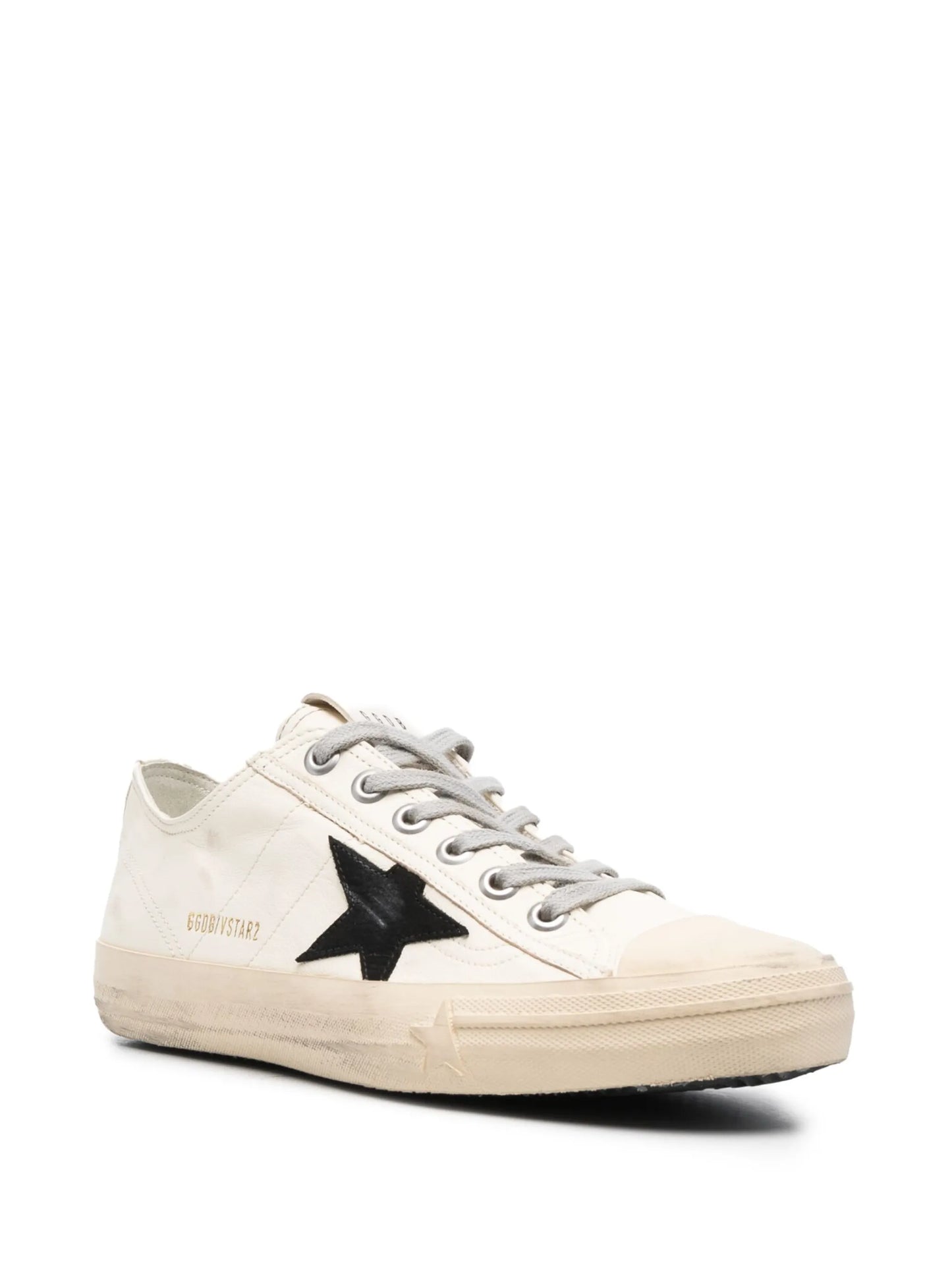 Golden Goose V-Star In Nappa With Black Nubuck Leather Star