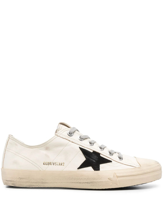 Golden Goose V-Star In Nappa With Black Nubuck Leather Star
