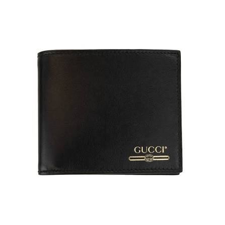 Gucci Gold Logo Black Bifold Wallet