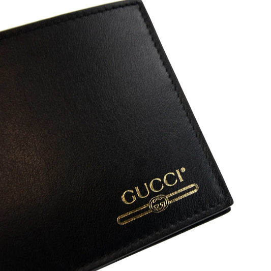 Gucci Gold Logo Black Bifold Wallet
