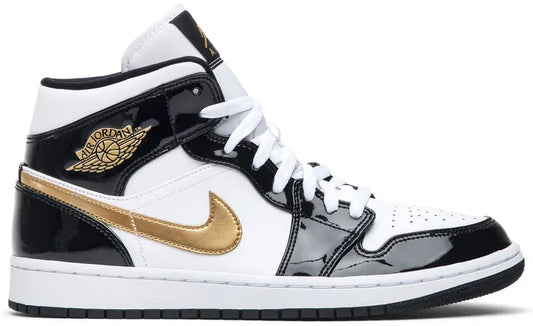Jordan 1 Mid Patent Black White Gold (PS)