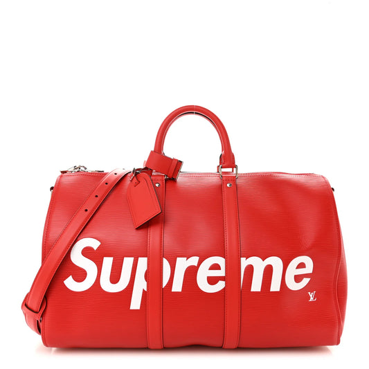 Louis Vuitton X Supreme Keepall Bandouliere Epi 45 Red