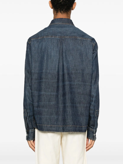 Palm Angels Denim Monogram Track Casual Jacket Parka
