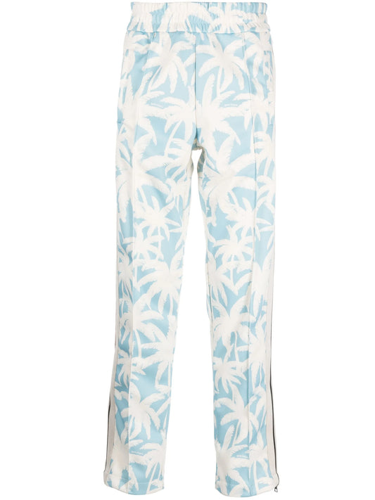 Palm Angels Palm Print Track Pants Allover Light Blue