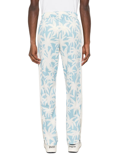 Palm Angels Palm Print Track Pants Allover Light Blue