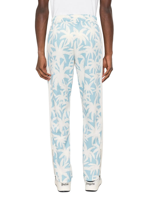 Palm Angels Palm Print Track Pants Allover Light Blue
