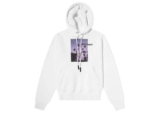 Palm Angels Stars And Palms Popover Hoodie White Black Purple Sunset