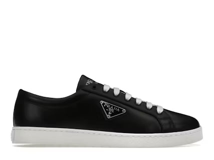 Prada Brushed Sneakers Leather Black Black White