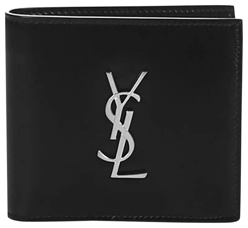 Saint Laurent Cassandre East/West Wallet Silver Logo Black