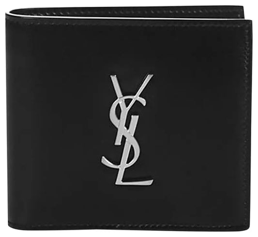 Saint Laurent Cassandre East/West Wallet Silver Logo Black