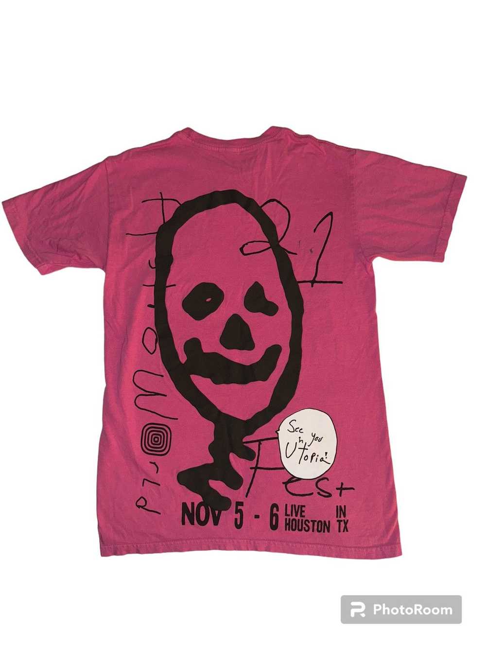 Travis Scott Astroworld Fest 2021 Merch Pink Flame Man Tee