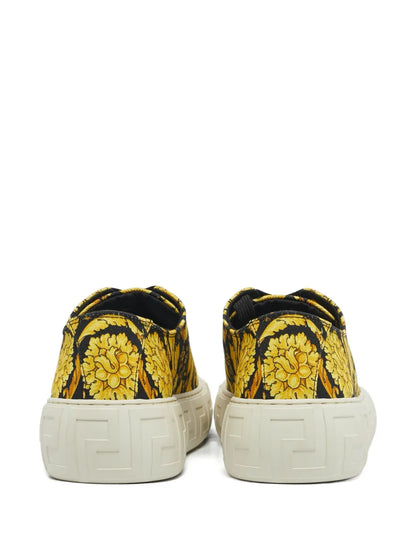 Versace Greca Barocco Print Low Top Yellow Black White