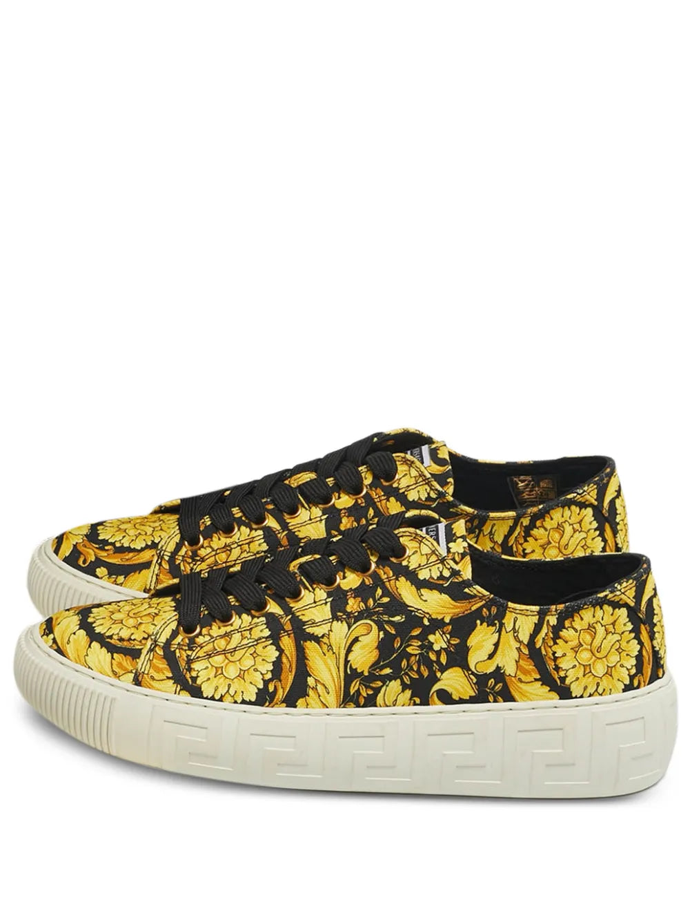 Versace Greca Barocco Print Low Top Yellow Black White